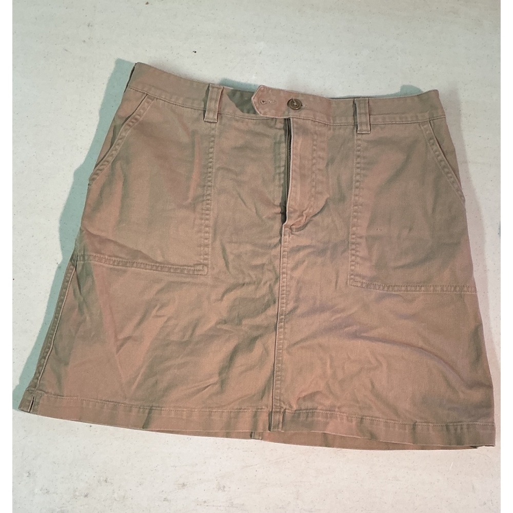 Lands' End Womens Tan Khaki Chino Skort Size 8 Stretch Cotton A-Line Mini Skirt